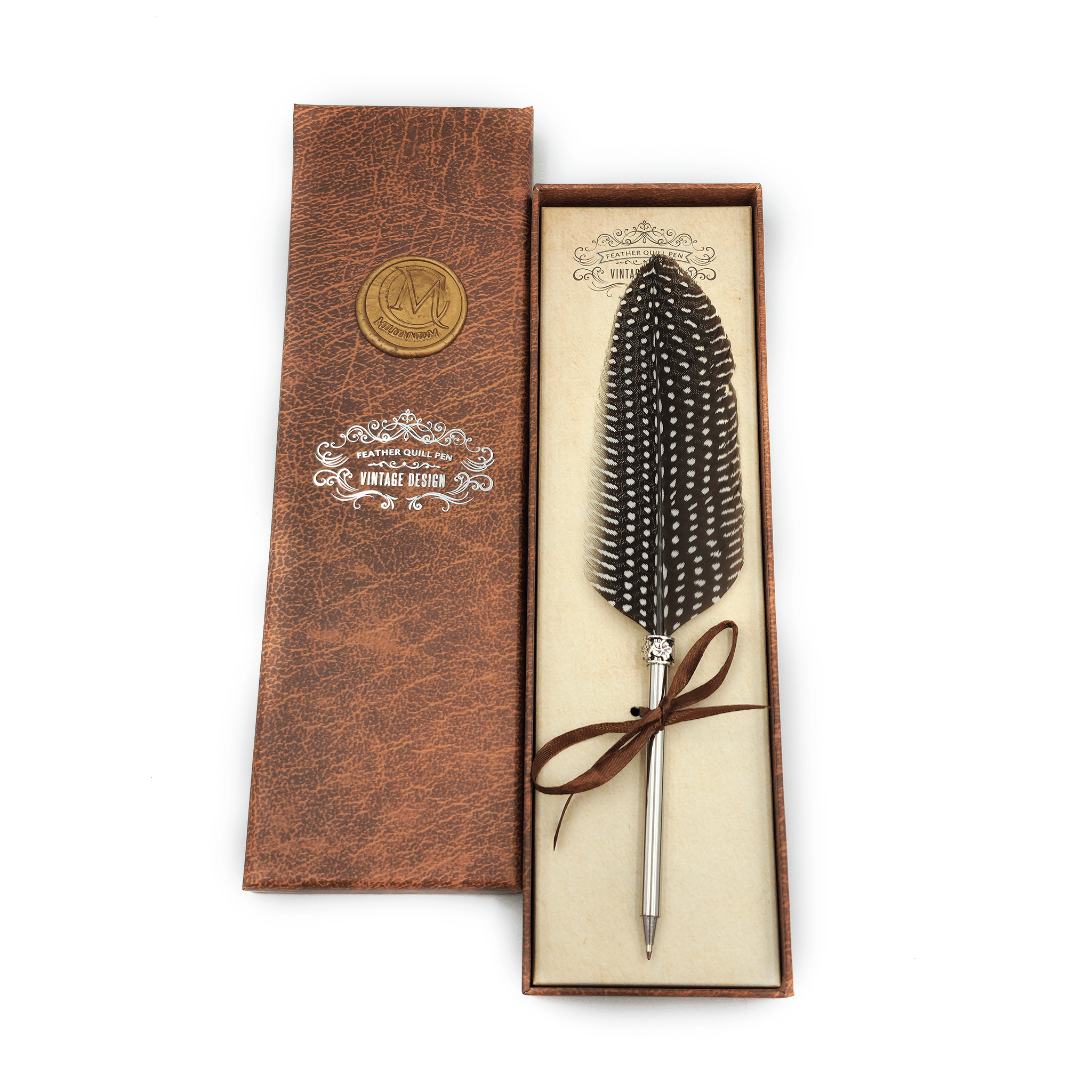 0.5mm Feather Ballpoint Brown Design Pen Set