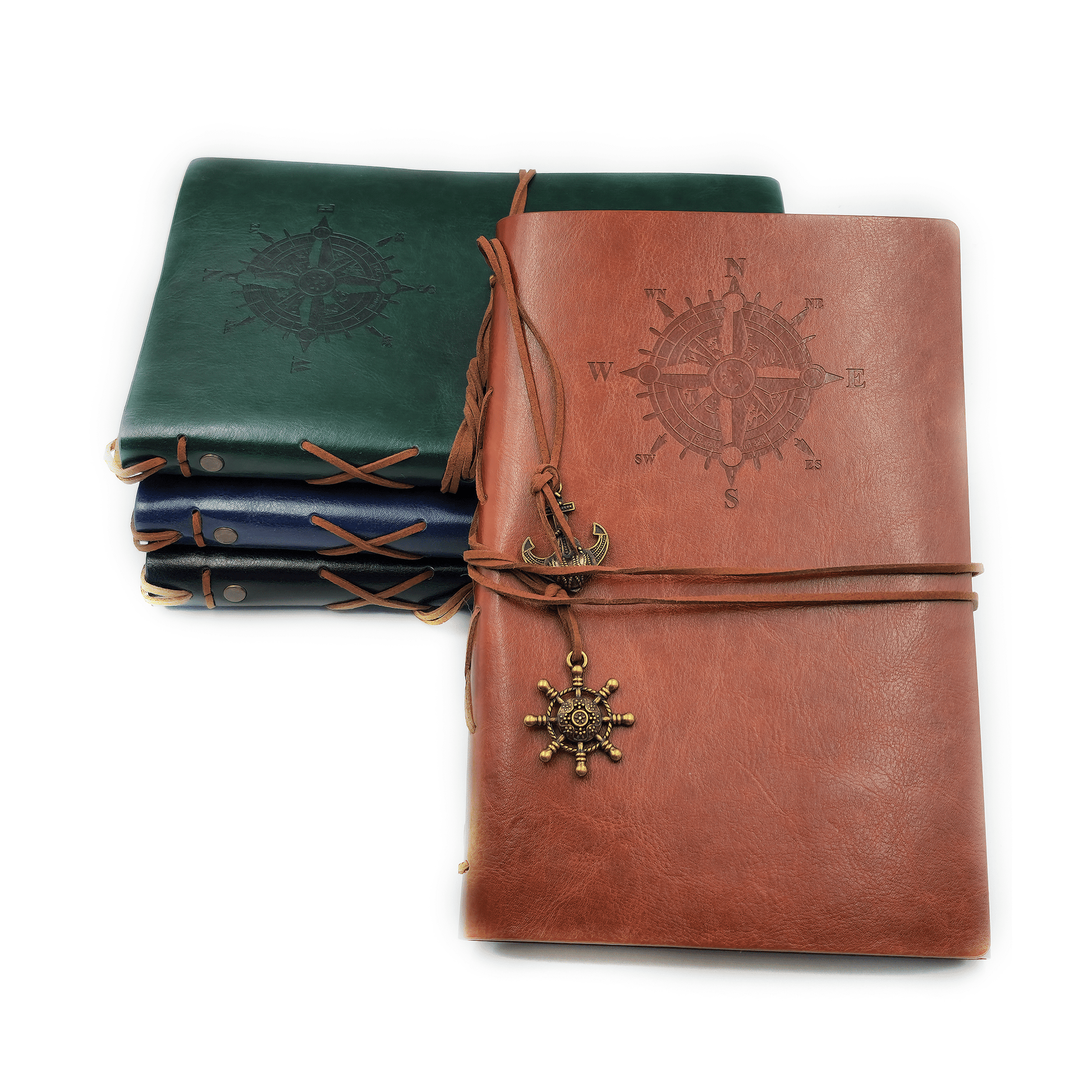 Compass Leather Journals, these journals have a ring binding system which means once the paper is finished you can re add your own paper to it.  Option to add a personalized laser engraving to your journal.