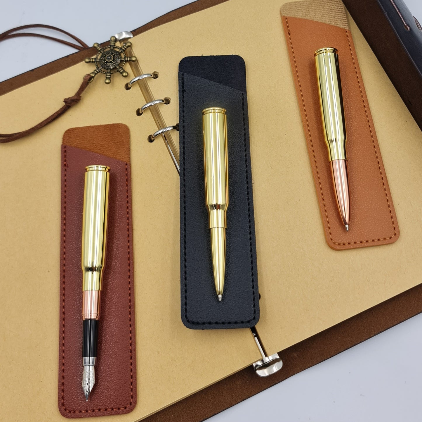 Millen Gifts is pleased to bring to you our one of a kind range of Bullet Pens  0.5mm Ballpoint Twist Bullet Pen 0.5mm Ballpoint Lid Bullet Pen Fountain Bullet Pen The Bullet Pen comes included with the Leather Pen Pouch and an option to add your very own personalized laser engraving to the item.