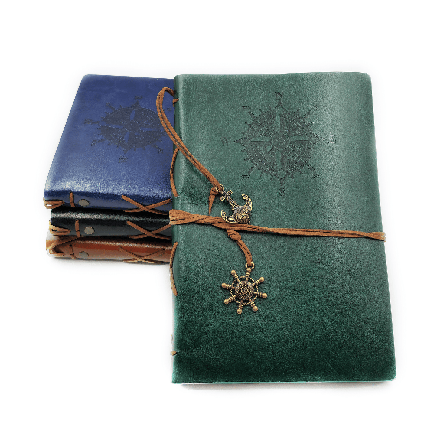 Compass Leather Journals, these journals have a ring binding system which means once the paper is finished you can re add your own paper to it.  Option to add a personalized laser engraving to your journal.