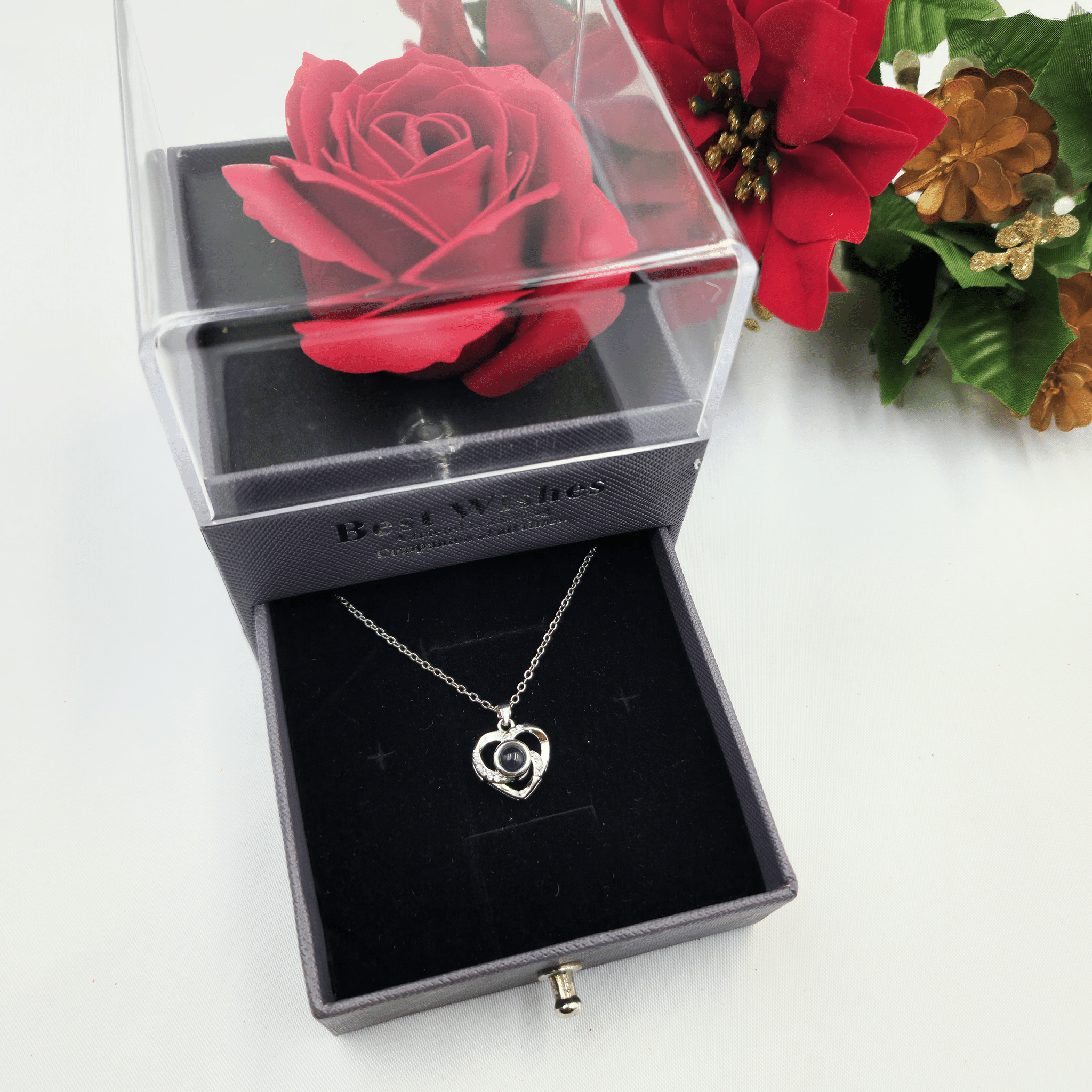 Get this one of a kind I Love You Necklace in 100 Languages in a forever Rose Gift Box. Thee perfect Valentines Day Gift.