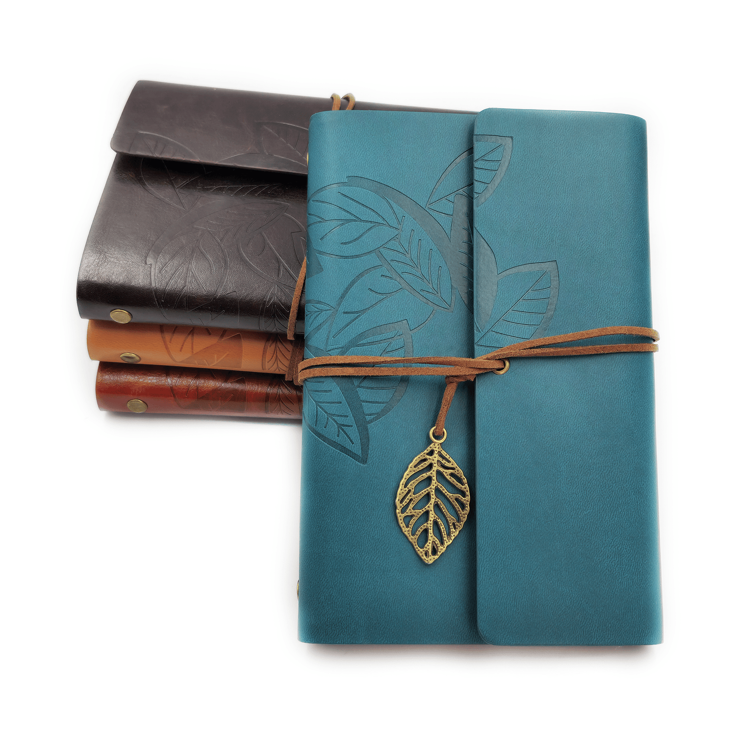 Feather Design Leather Journal  this journal comes with the ring filing system which means you can re-add paper to it once its finished.