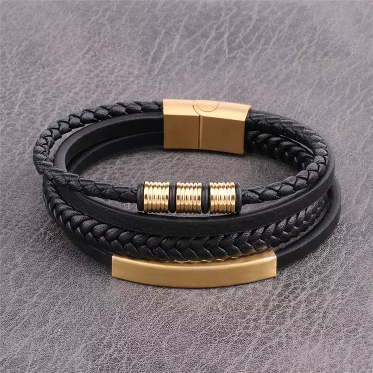 Gents Leather bracelet available in a variety of colors and with an option to add a personalised laser engraving to the gift.