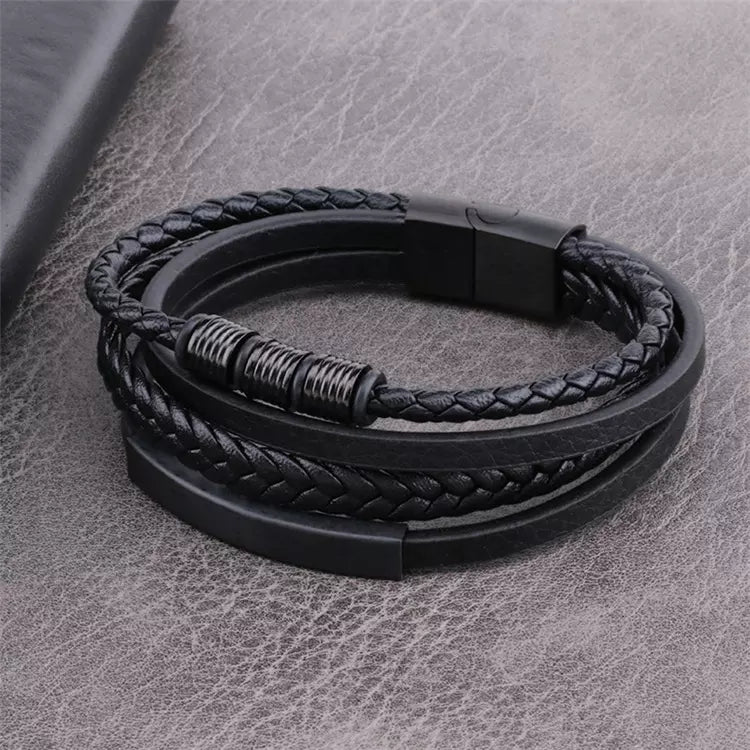 Gents Leather bracelet available in a variety of colors and with an option to add a personalised laser engraving to the gift.