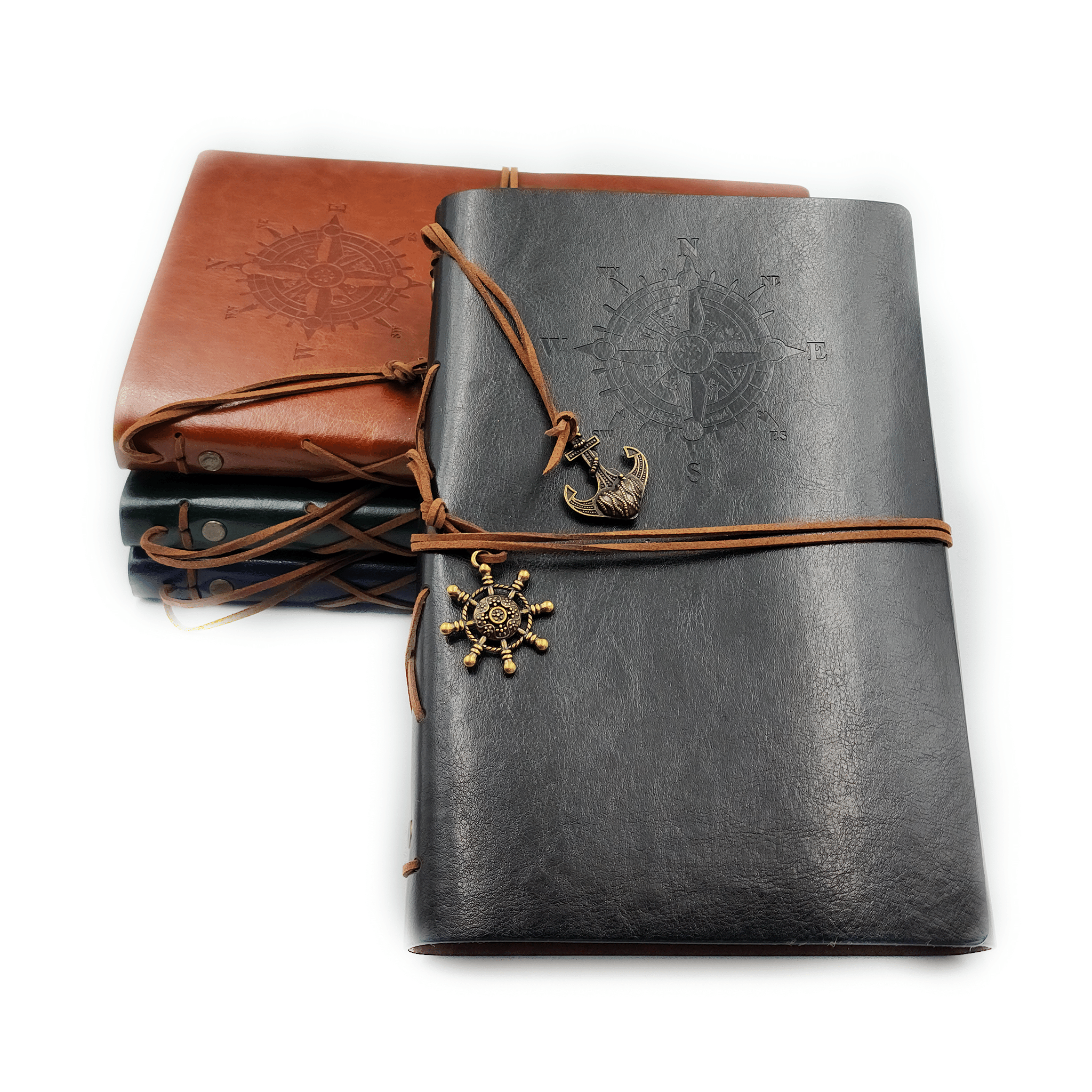 Compass Leather Journals, these journals have a ring binding system which means once the paper is finished you can re add your own paper to it.  Option to add a personalized laser engraving to your journal.