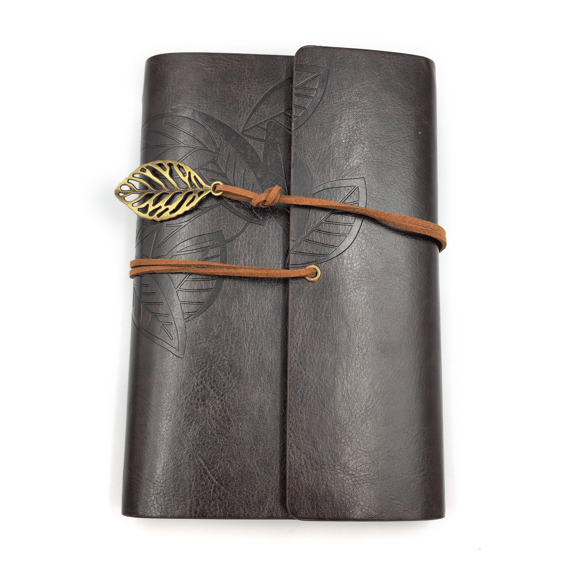 Feather Design Leather Journal  this journal comes with the ring filing system which means you can re-add paper to it once its finished.