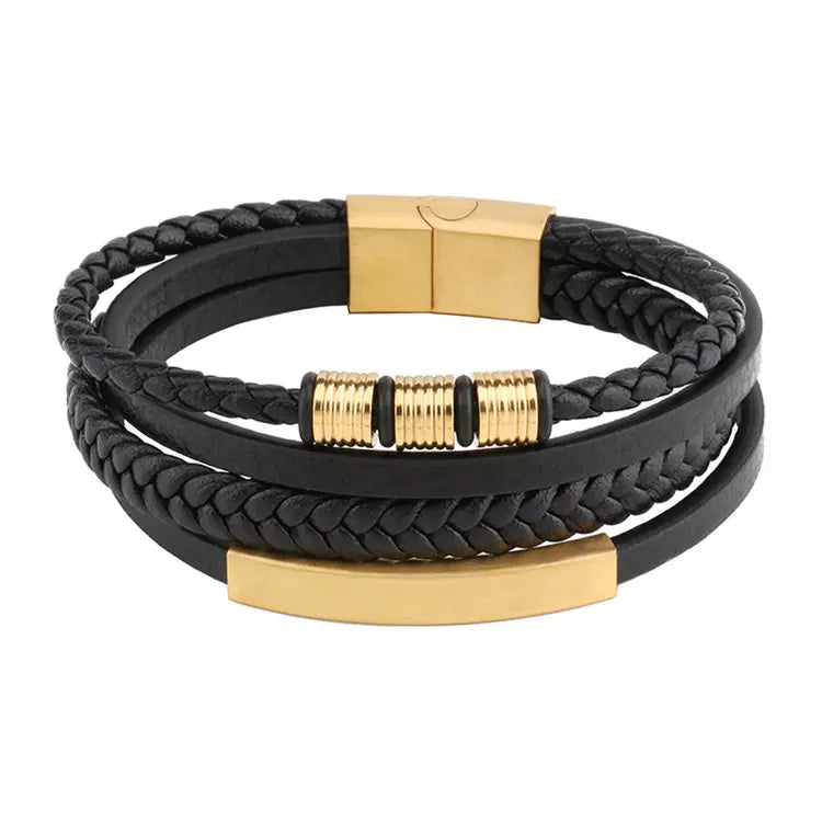 Gents Leather bracelet available in a variety of colors and with an option to add a personalised laser engraving to the gift.